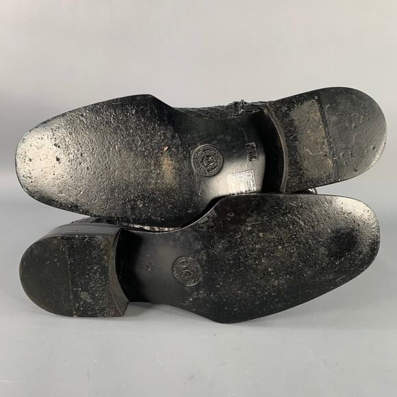 GIANNI VERSACE Size 8 Black Python Leather Side Zipper Ankle Boots - Picture 6 of 9